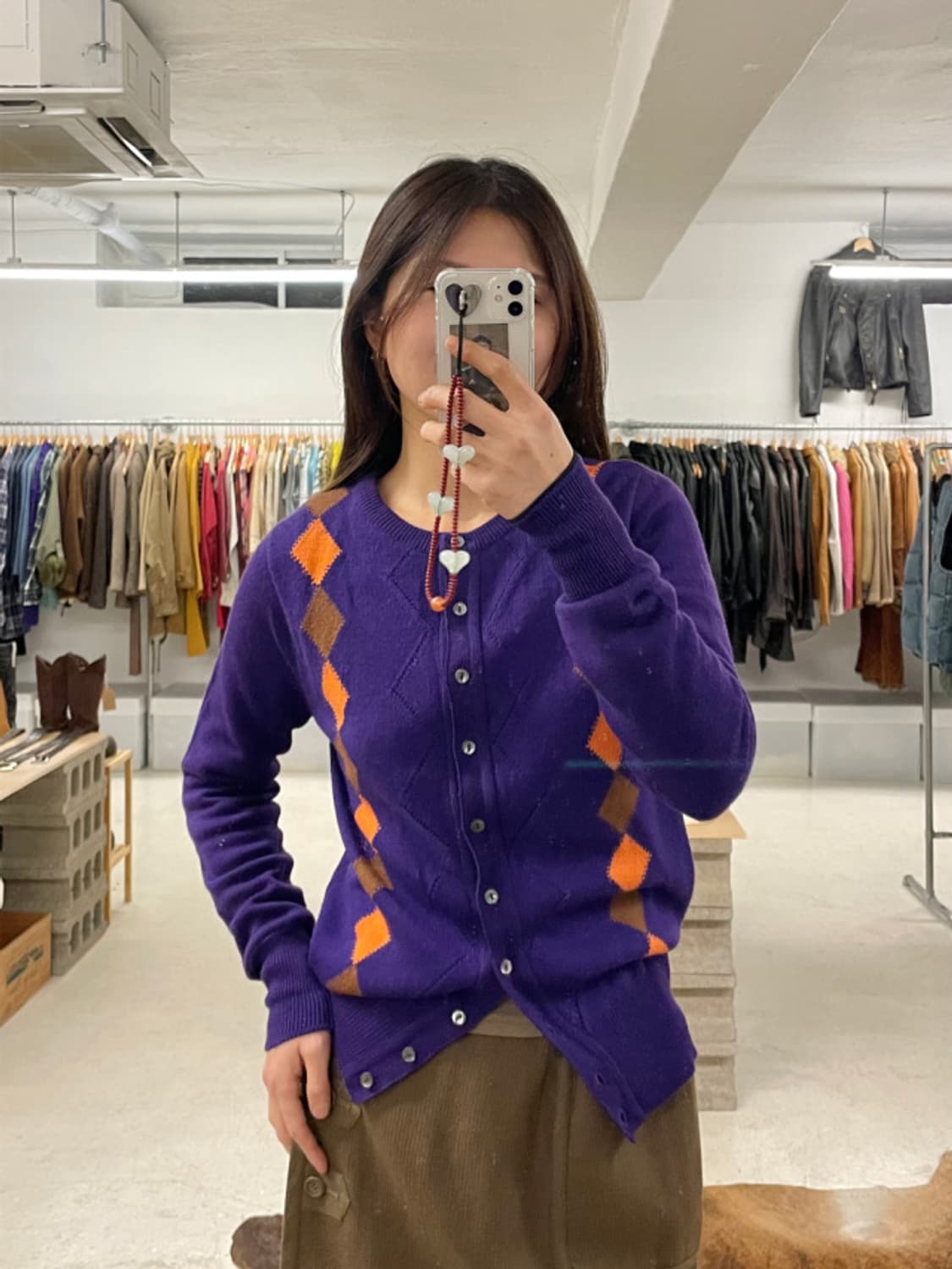 UNITED ARROWS agyle cardigan 아가일 카라리스 상품이미지1