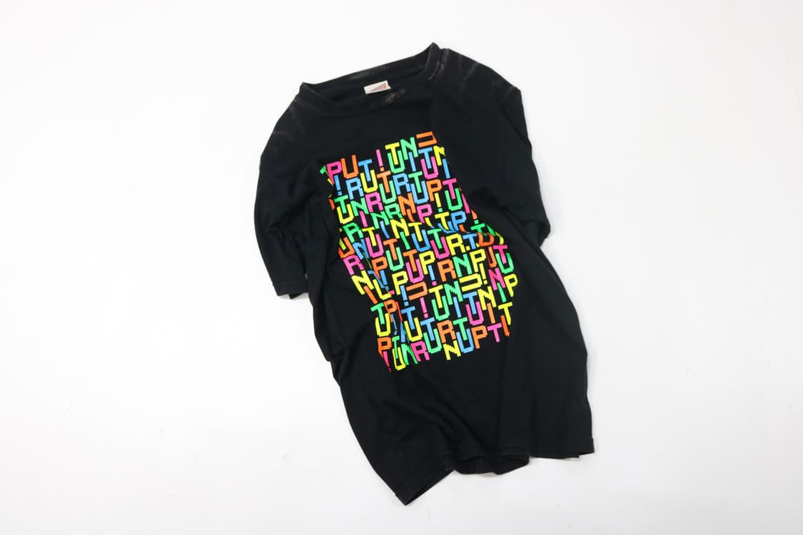 SOFFE 90s 빈티지 네온 픽셀 그래픽 블랙 티셔츠 L 상품이미지2