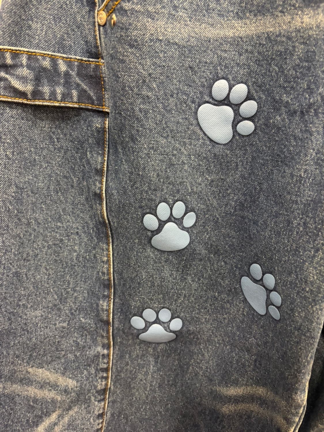 발바닥 프린팅 데님와이드팬츠 상품이미지7