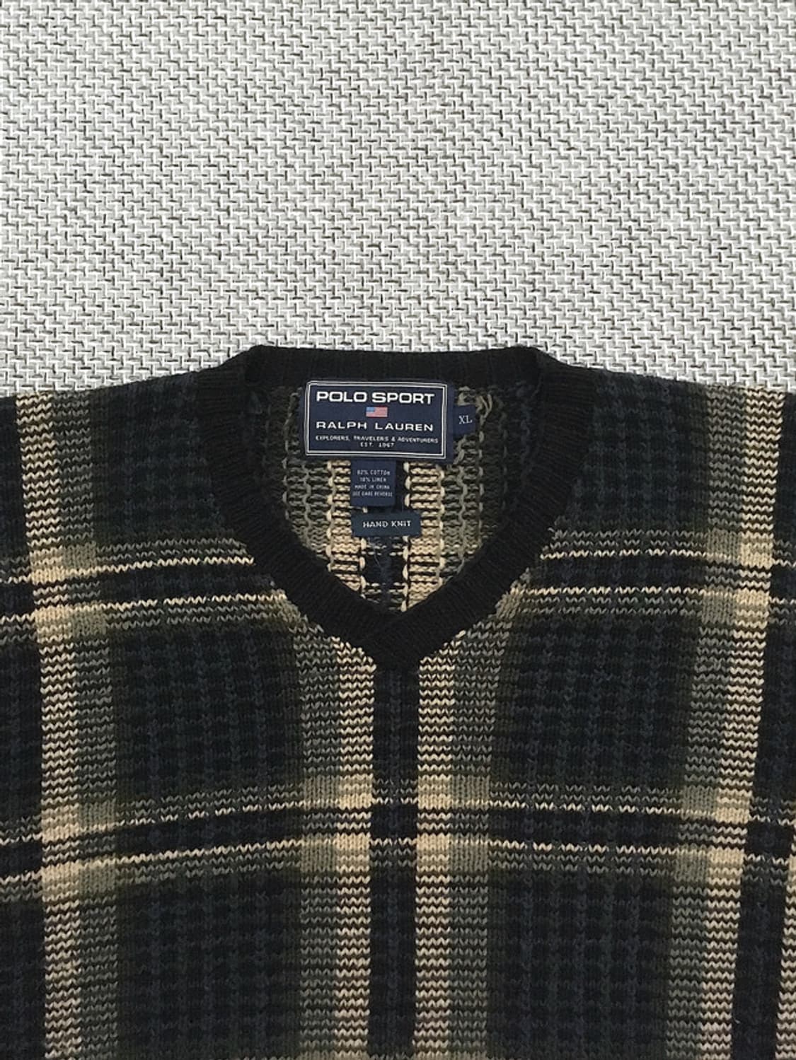 90s plaid check hand knit pullovers 상품이미지1