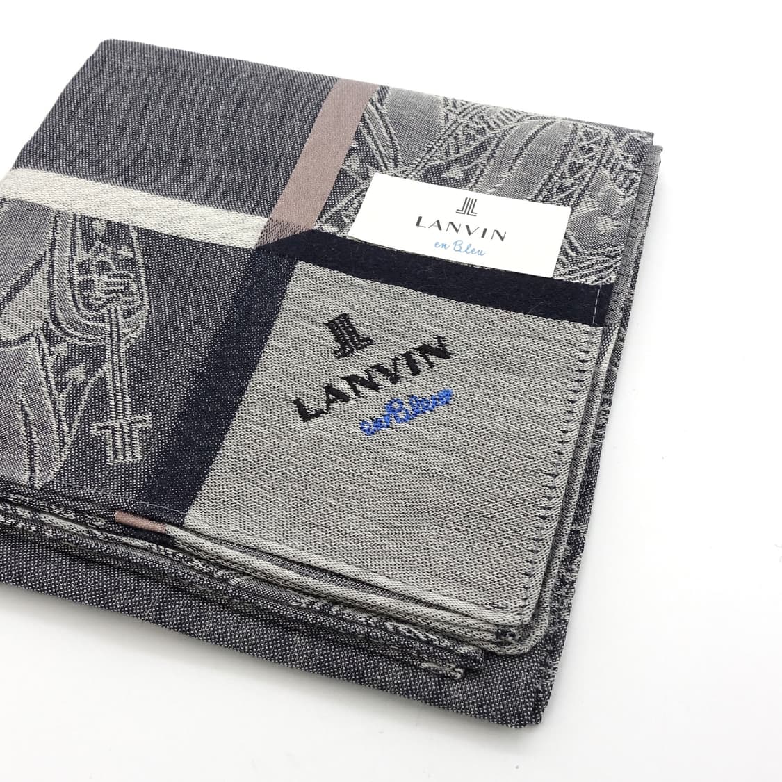 LANVIN 랑방 르네상스 디자인 시멘트 그레이 쁘띠 스카프 상품이미지4
