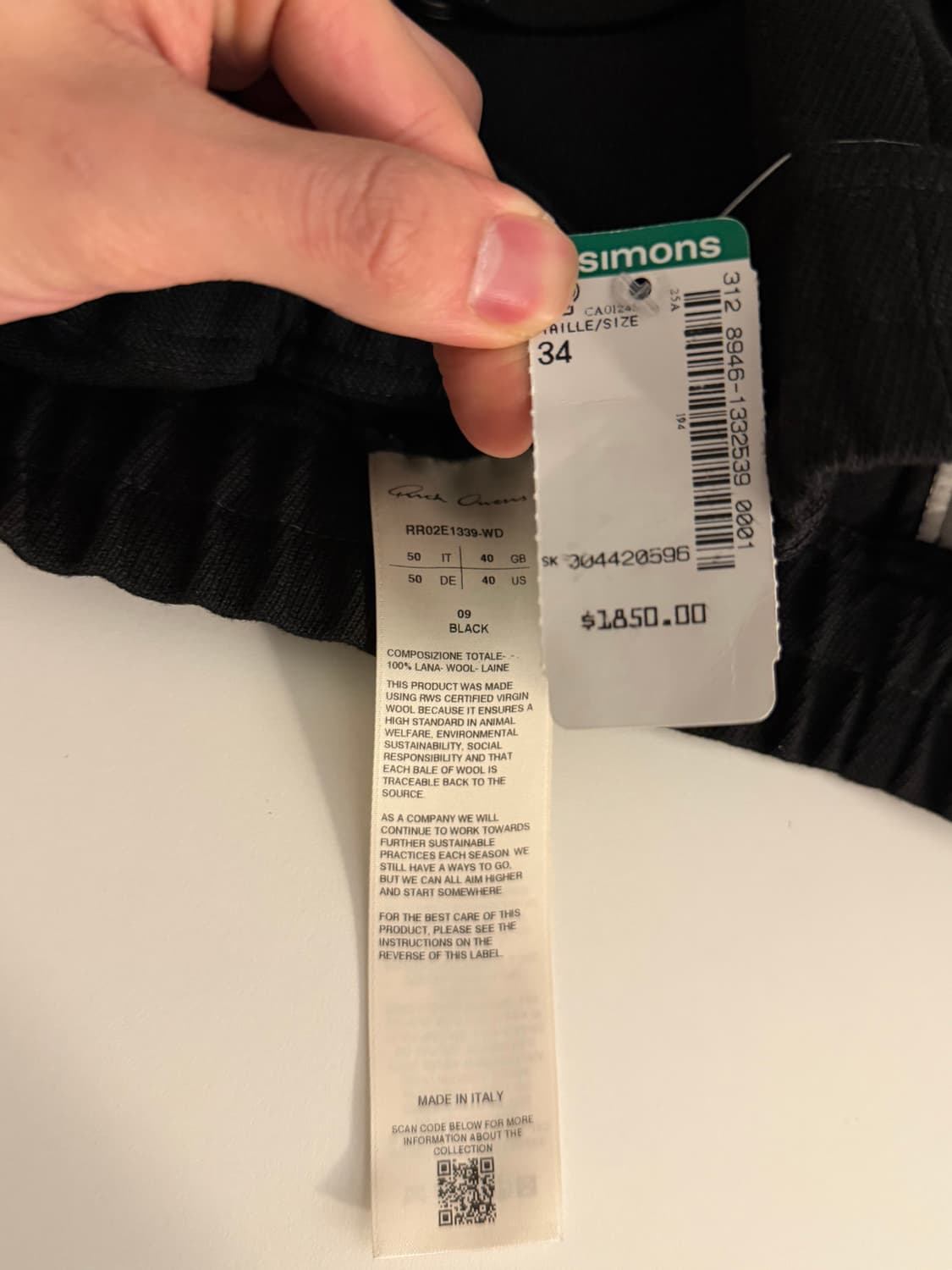 IT50/FW25 CARGOBELAS BLACK WOOL DRILL 상품이미지5