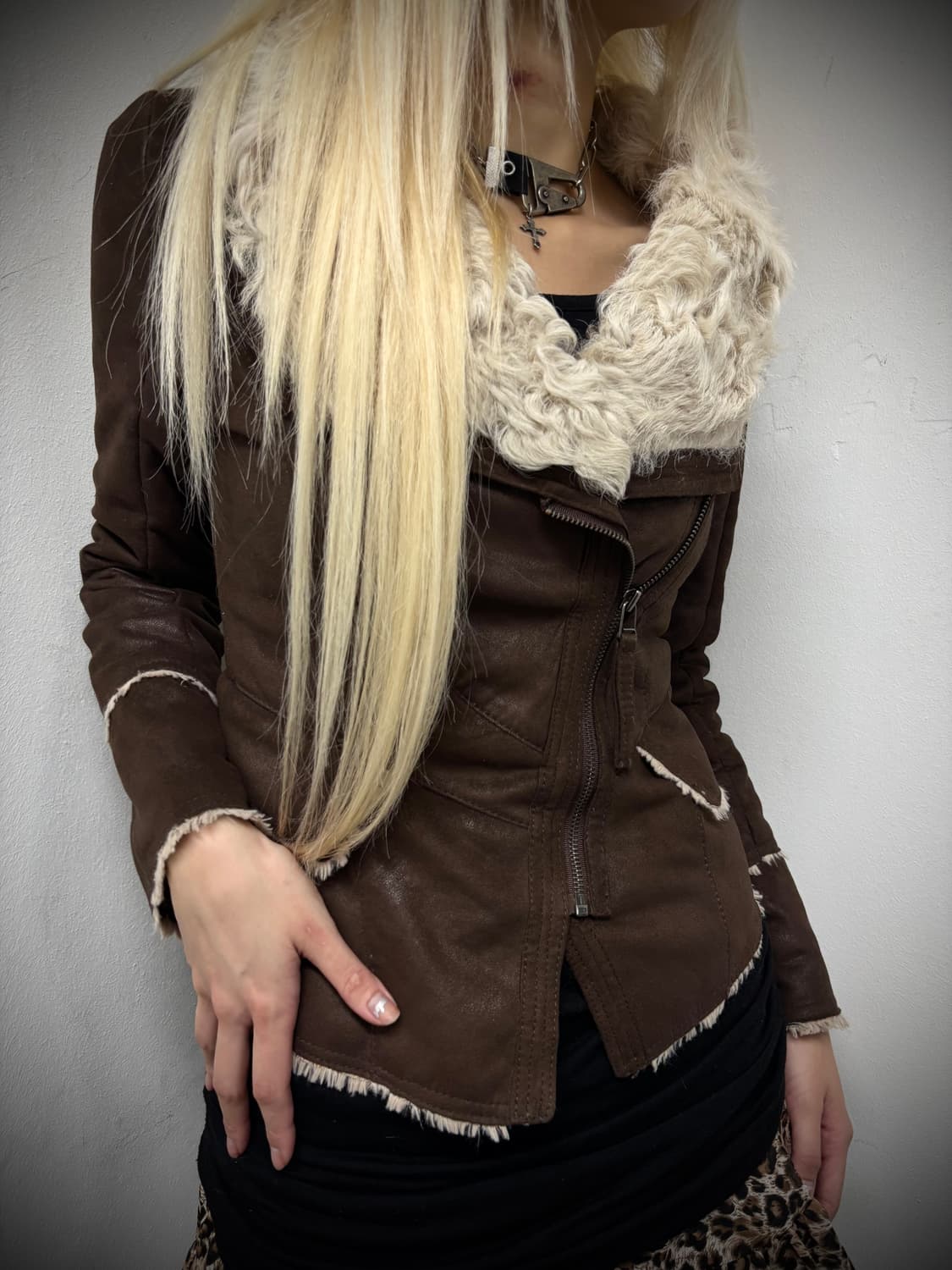 “Vintage” 00’s Side Zipper Brown Draped  상품이미지2