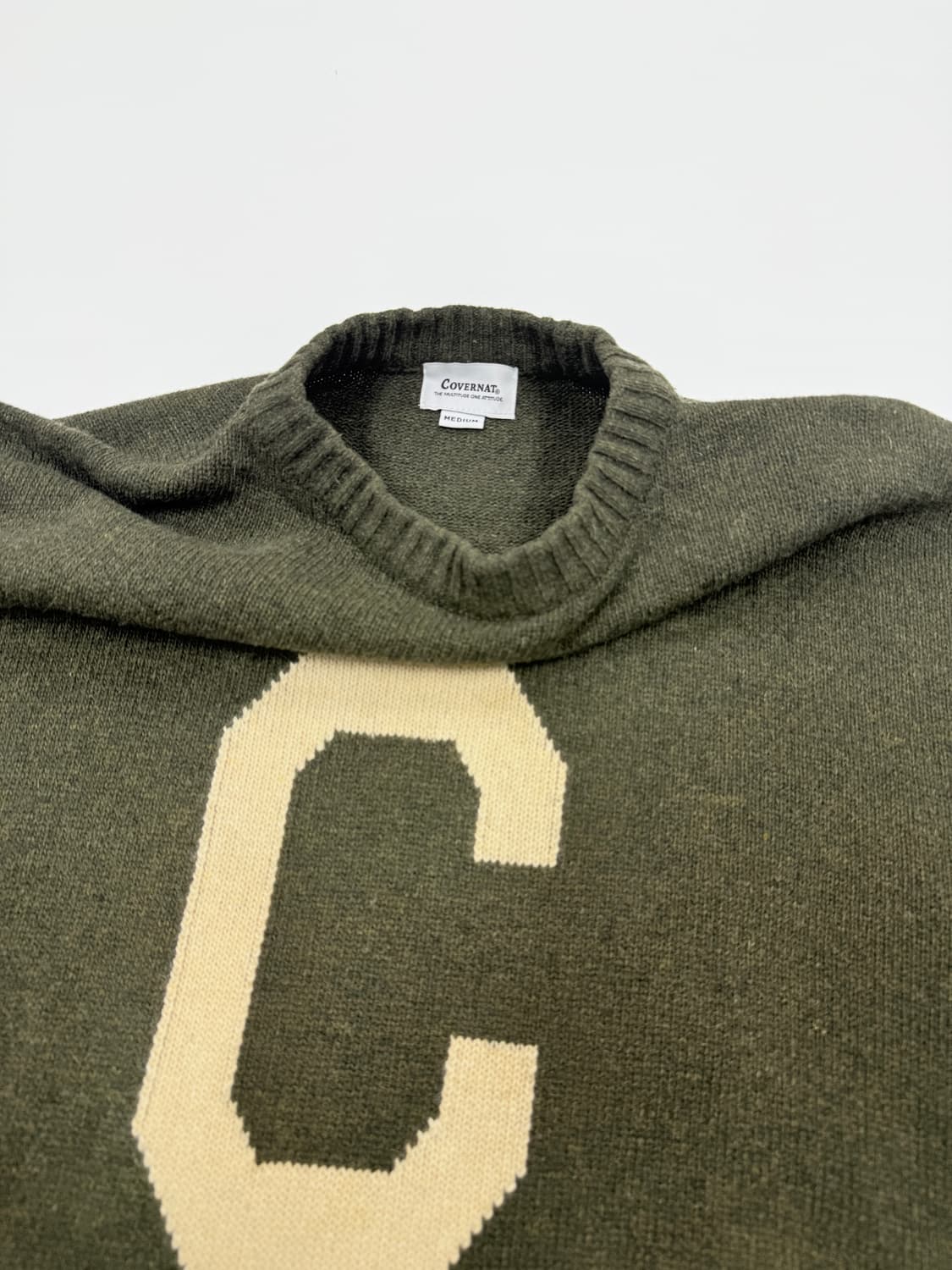 커버낫 카키 빅로고 니트 상품이미지3