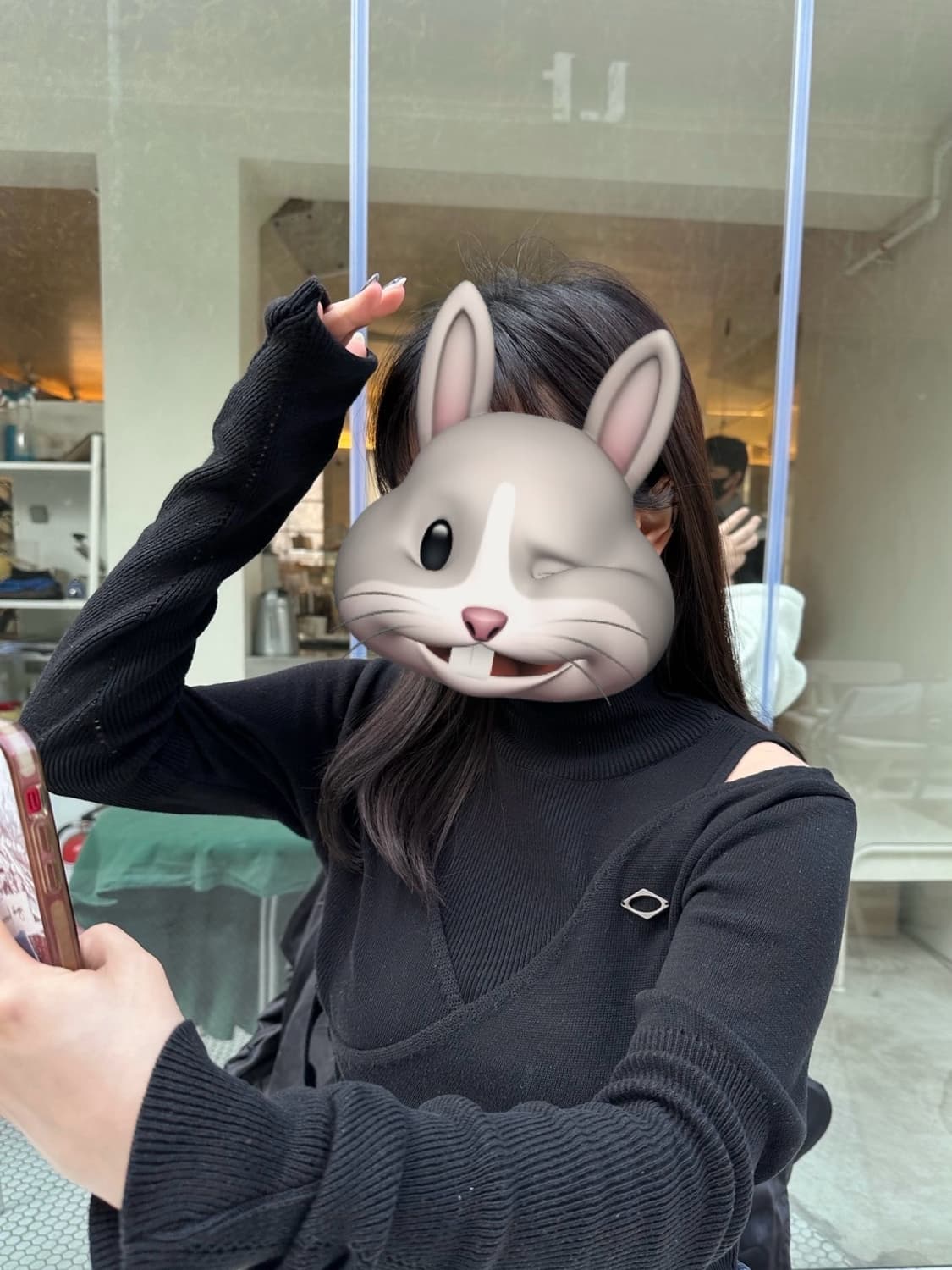 미스치프 오버랩 니트 탑 블랙 M 상품이미지1