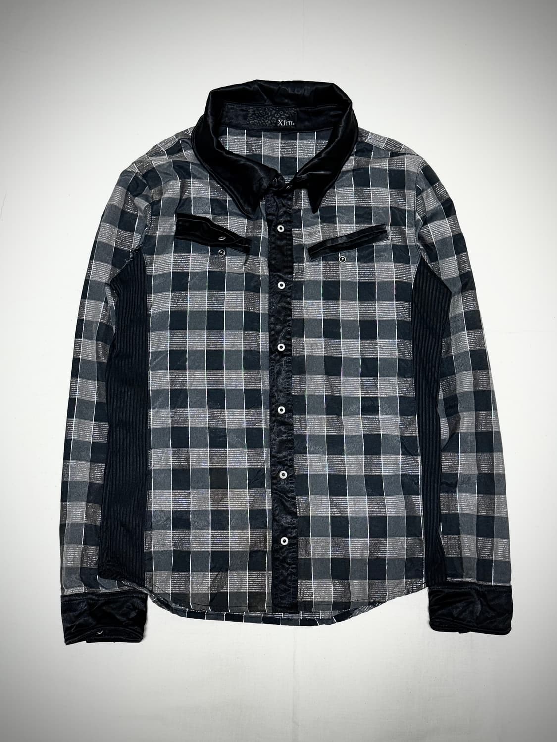 00s Xfrm 사틴 웨스턴 포켓 큐빅 빅로고 셔츠 상품이미지2
