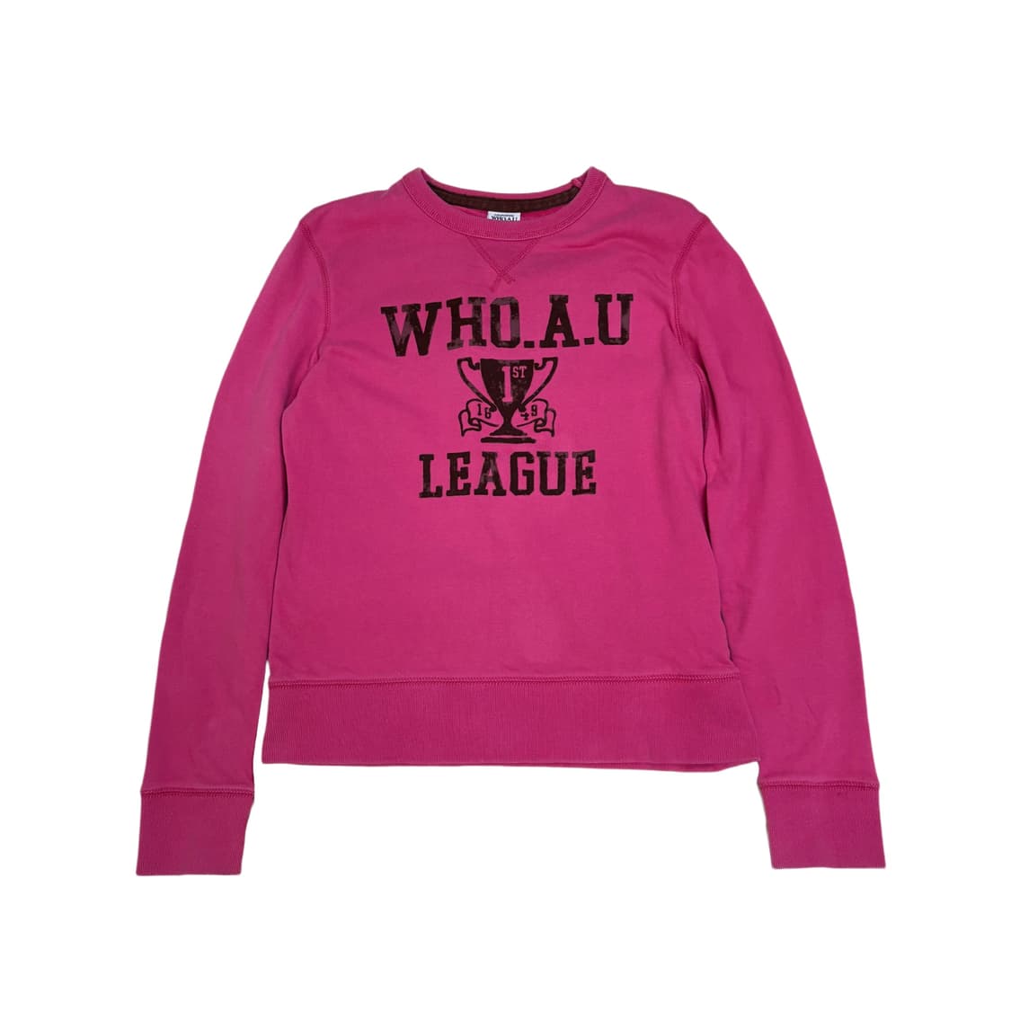 빈티지 WHO.A.U 후아유 클래식 핑크브라운 맨투맨 티셔츠 상품이미지2