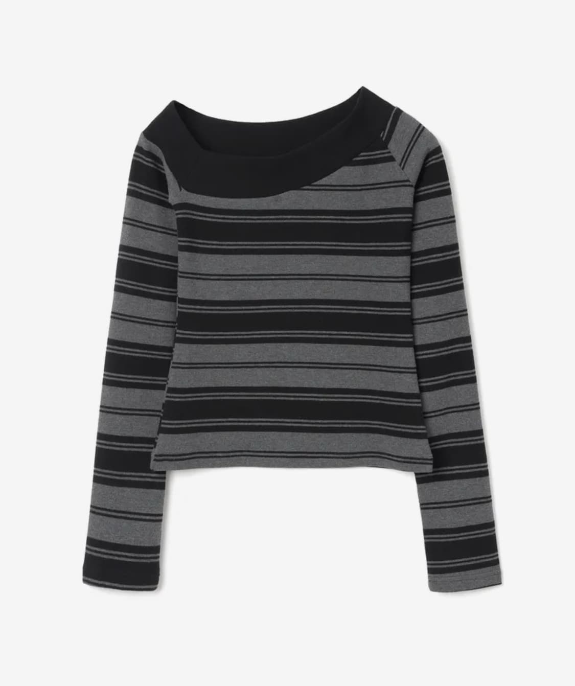 원 숄더 스트라이프 티셔츠 [차콜 그레이] 상품이미지2