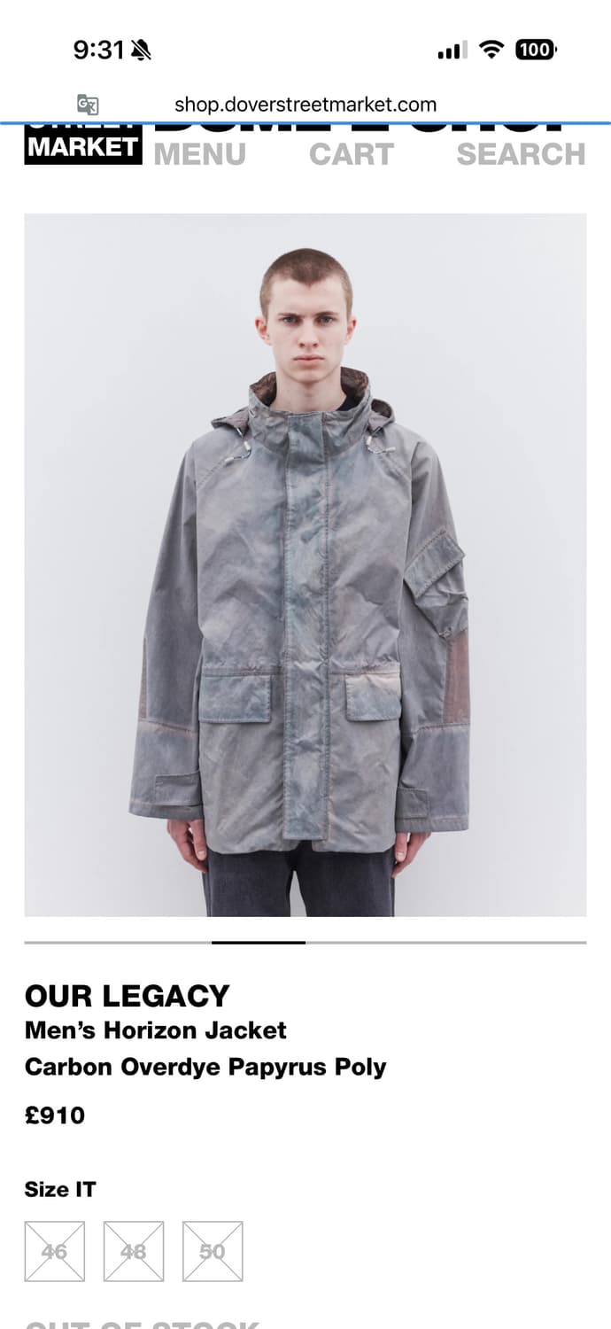 아워레가시 호라이즌 자켓 카본 오버다이 46 르메르 아프레쎄 오라리코모리 상품이미지3