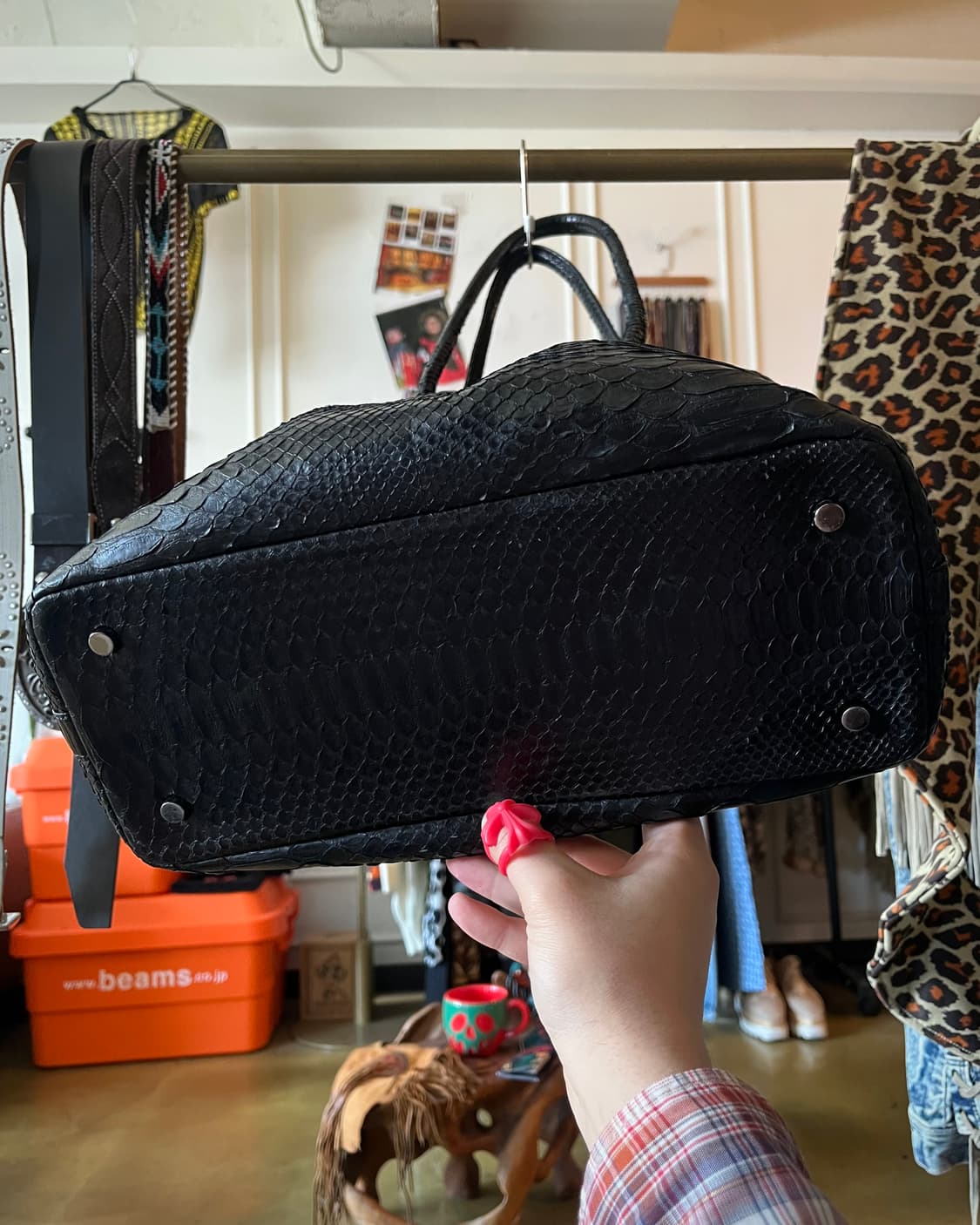 Vintage Real Python Leather Black Bag 상품이미지6