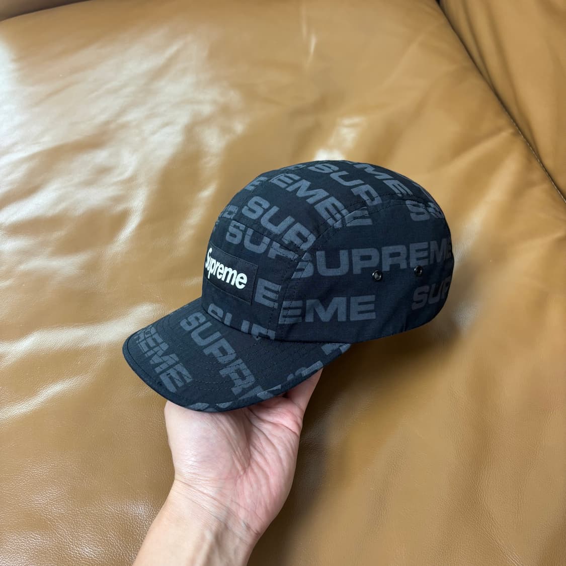 Supreme 슈프림 리액티브 로고 블랙 캠프캡 모자 (Black) 상품이미지4
