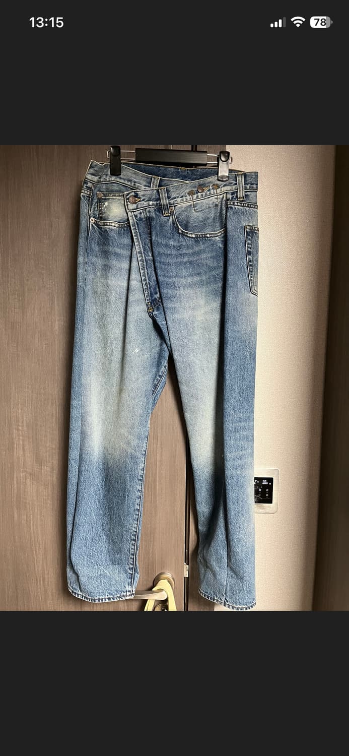 R13 언밸런스 워싱 데님 팬츠 32 상품이미지1