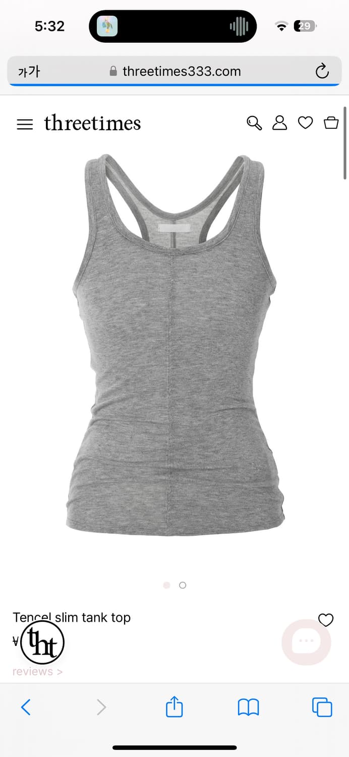 쓰리타임즈 Tencel slim tank top 그레이 상품이미지1