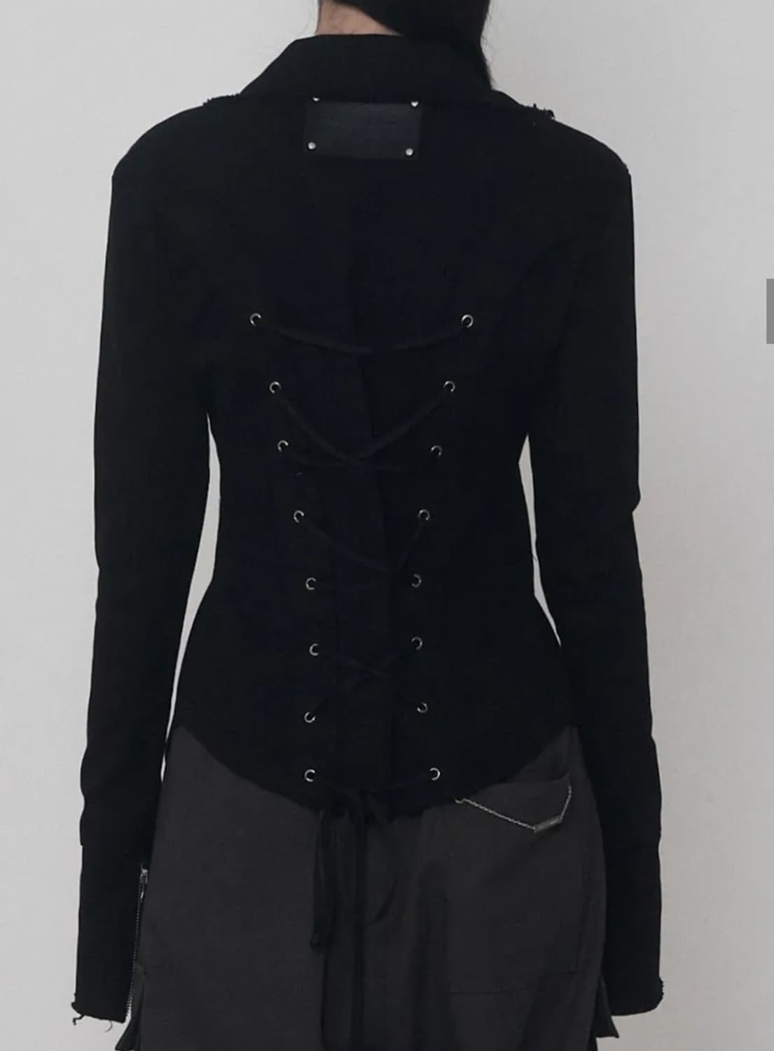 에트오소메 데미지 아일렛 코르셋 자켓 블랙 상품이미지2