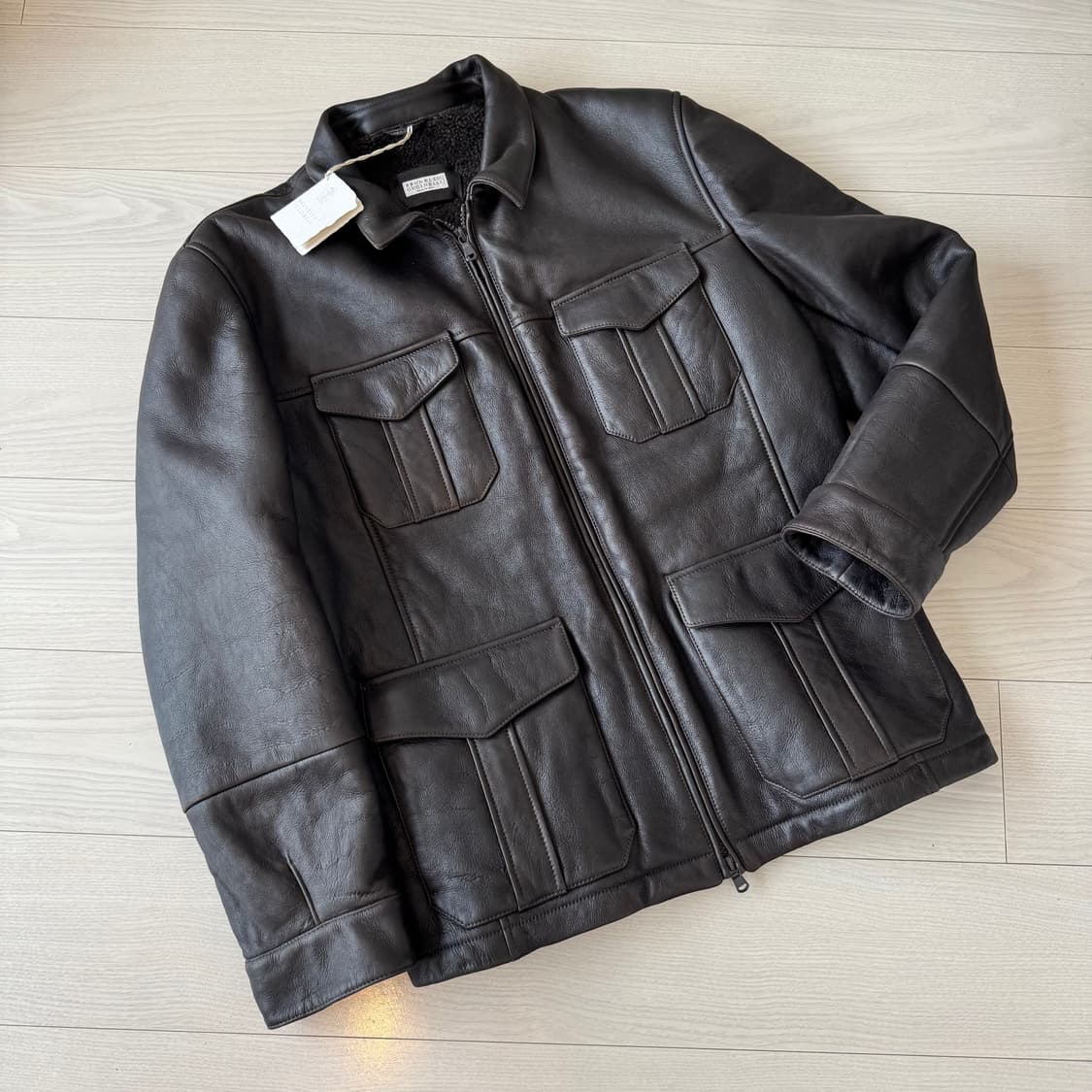 [명작,미사용] 브루넬로 쿠치넬리 최고급 쉽스킨 무통 무스탕 필드 자켓 상품이미지1