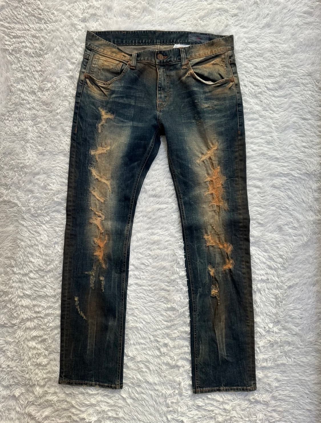 버커루 워싱 디스트로이드 데님 청바지 34 상품이미지3