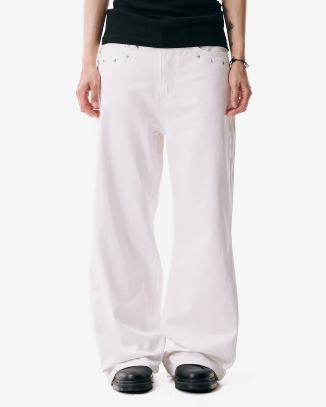 아캄 Multi Studded Cotton Pants (White) 상품이미지1