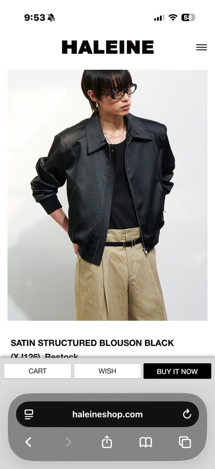 HALEINE 블랙 새틴 블루종 1사이즈 상품이미지1