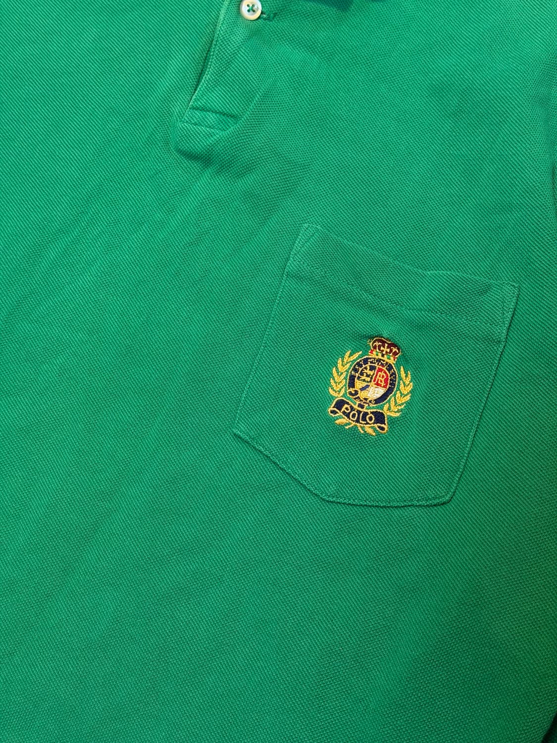 90s 폴로 랄프로렌 빅셔츠 크레스트 롱슬리브 카라티 그린 상품이미지2