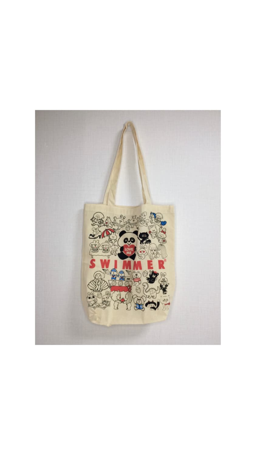 swimmer 스위머 팬더 프린팅 에코백 숄더백 상품이미지1