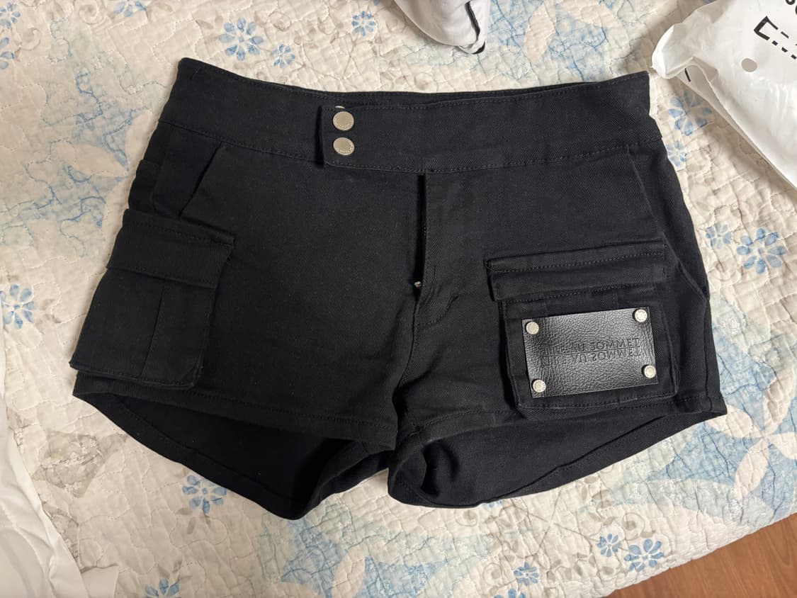 에트오소메 레더 패치 카고 반바지 상품이미지2