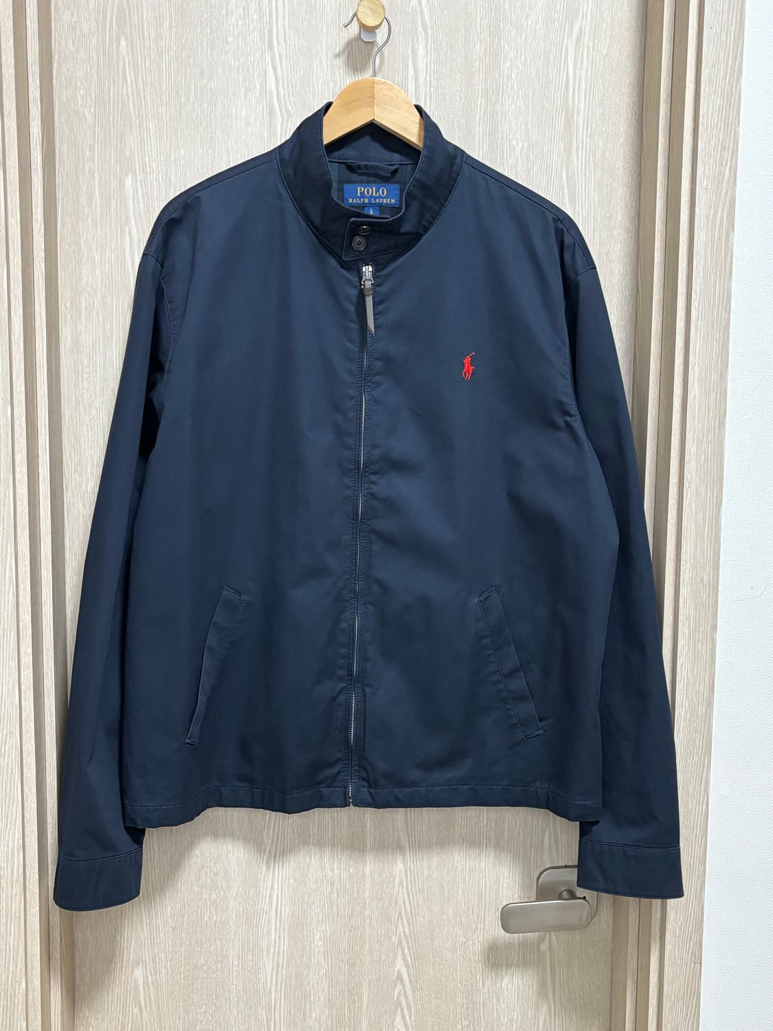 새상품급)폴로 타탄체크안감 헤링턴 집업자켓L/105/네이비 상품이미지1