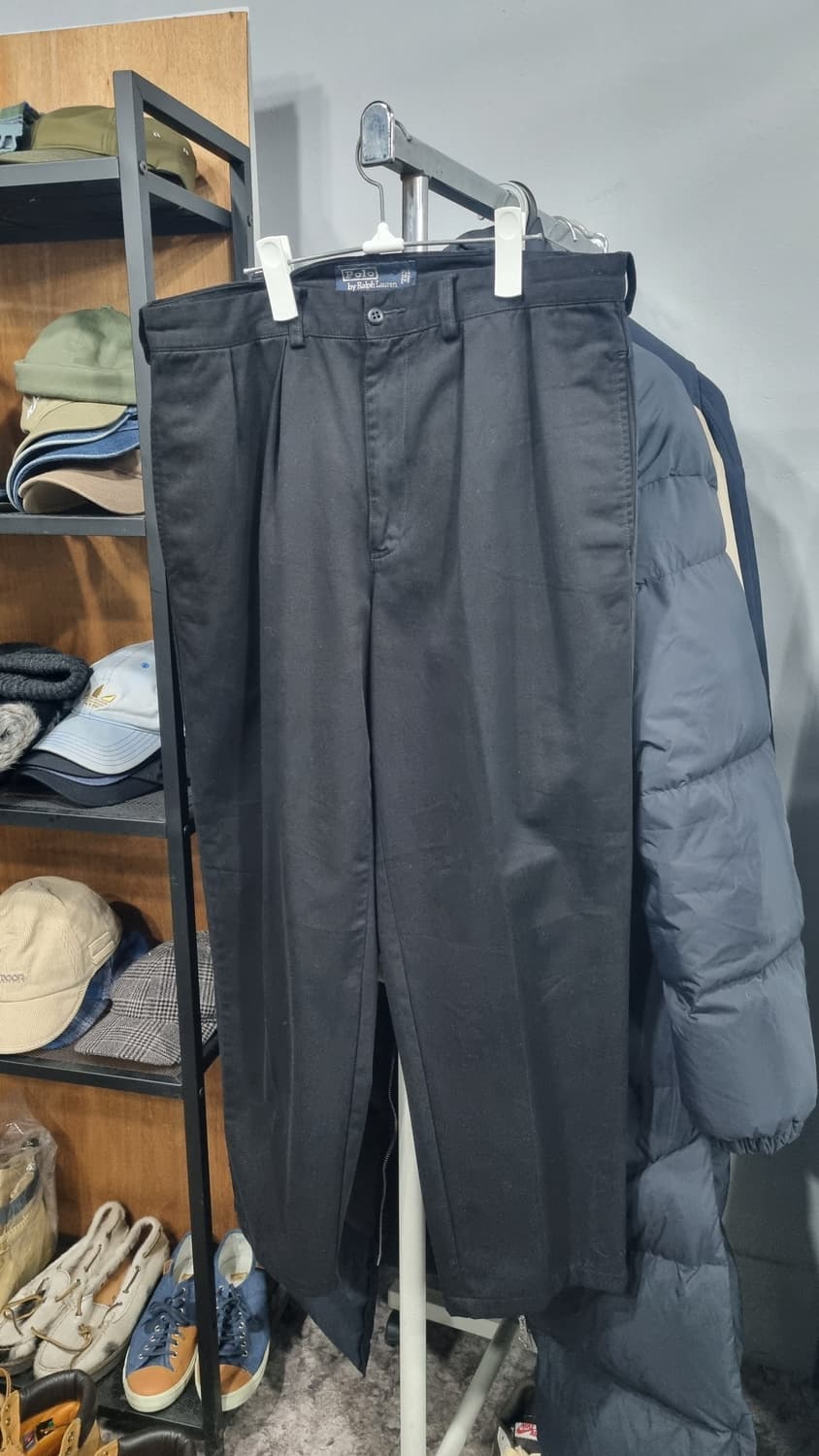 90's POLO 매장정품 두산 검정색 턱 치노팬츠 32~33 상품이미지1