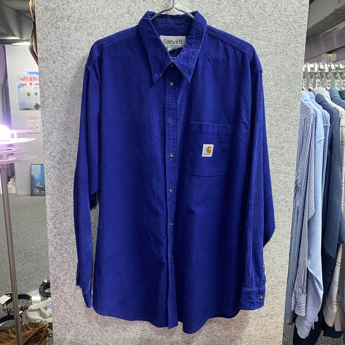 칼하트 포켓로고 코듀로이 네이비 코튼 셔츠 B3464 상품이미지2
