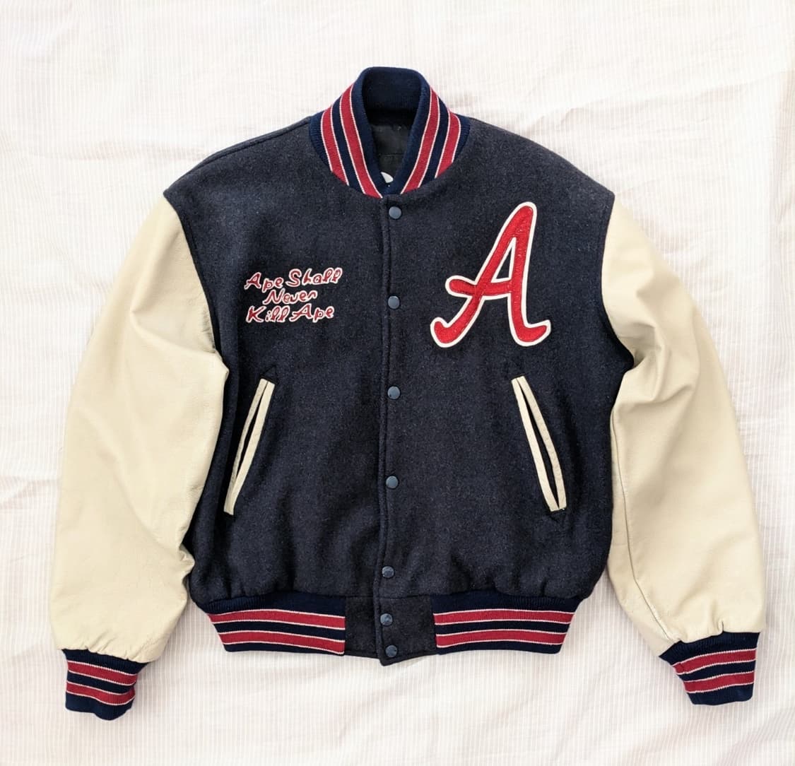 베이프 1998AW 가죽 바시티 자켓 니고 디렉팅 상품이미지1