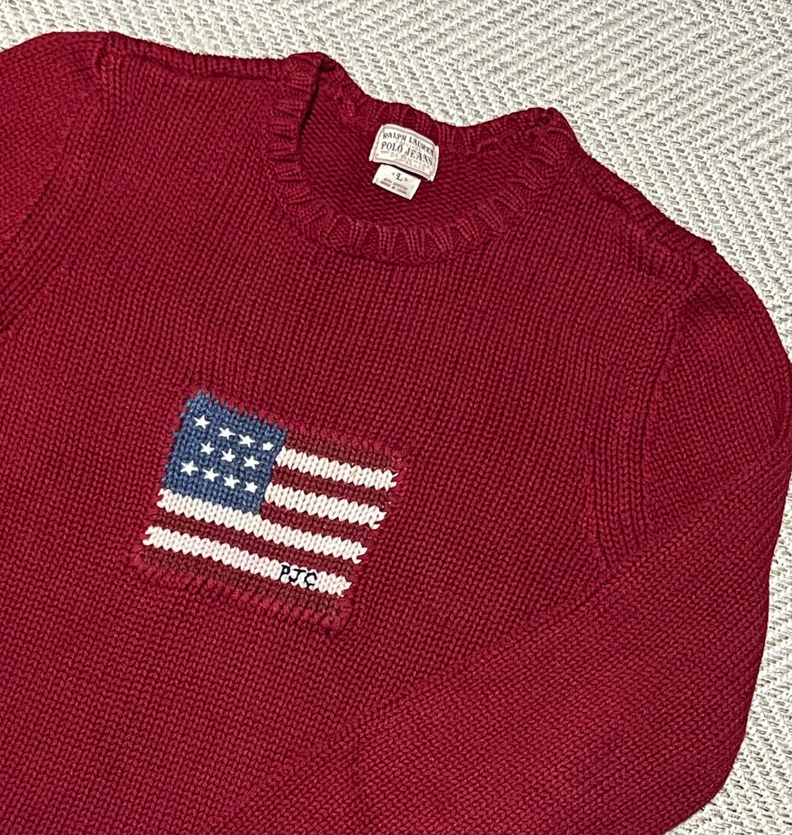 폴로랄프로렌 성조기 꽈배기 니트 스웨터 L 상품이미지7