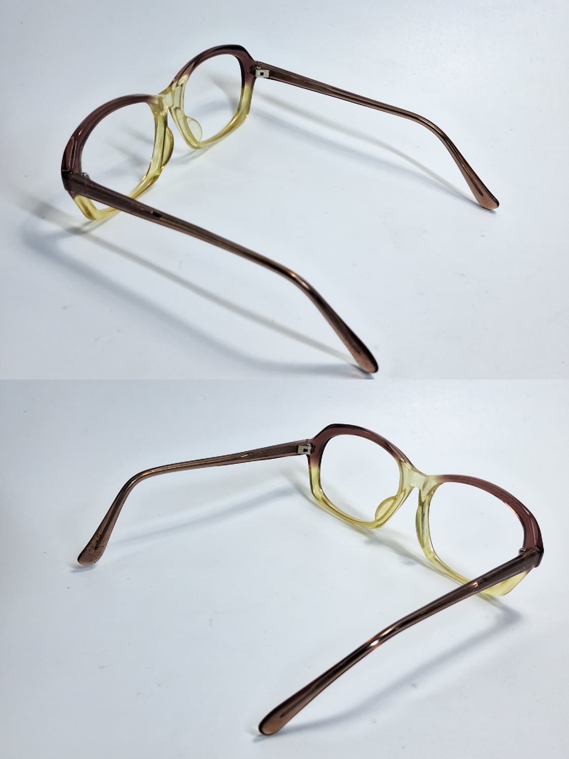 90s 일본 빈티지 Papion 208 브라운 옐로우 투톤 안경테 일제 상품이미지6