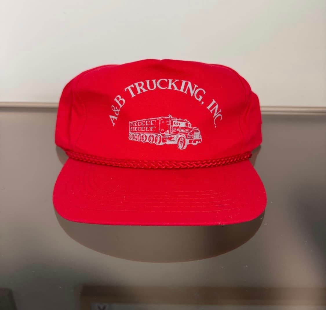 USA A&B TRUCKING INC 레드 빈티지 트러커캡 상품이미지2
