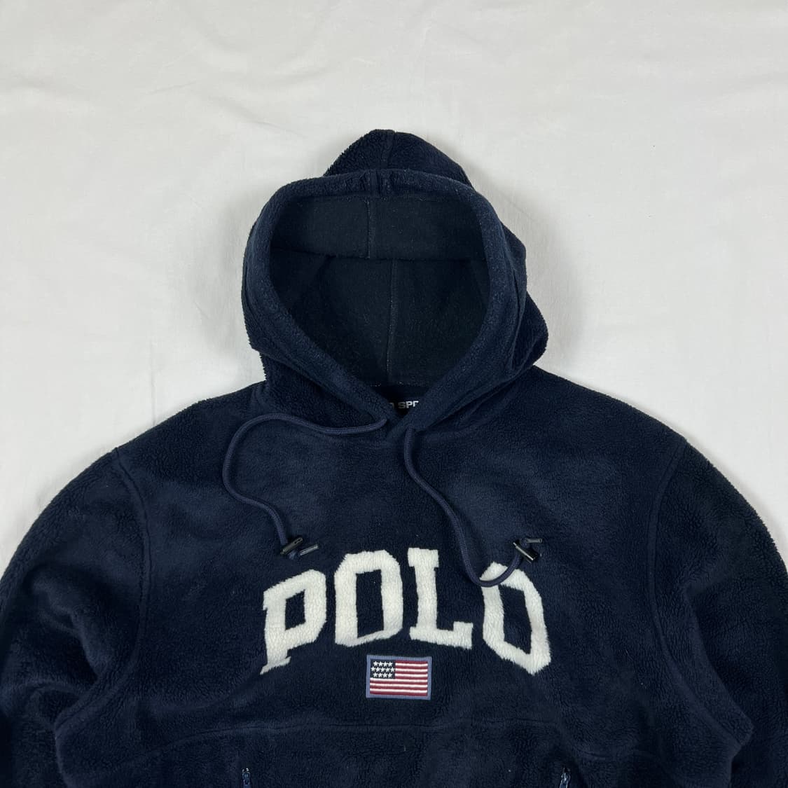 90‘s 폴로스포츠 polo 스펠아웃 성조기 플리스 후드티 상품이미지2