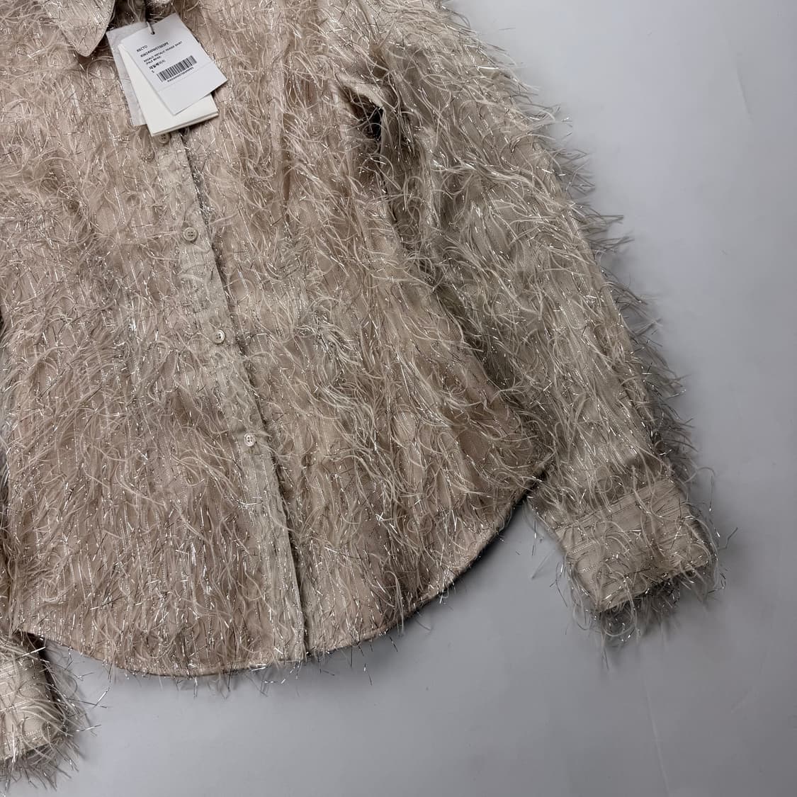 렉토 REGALO METALIC FRINGE SHIRT(페일 베이지) 상품이미지6
