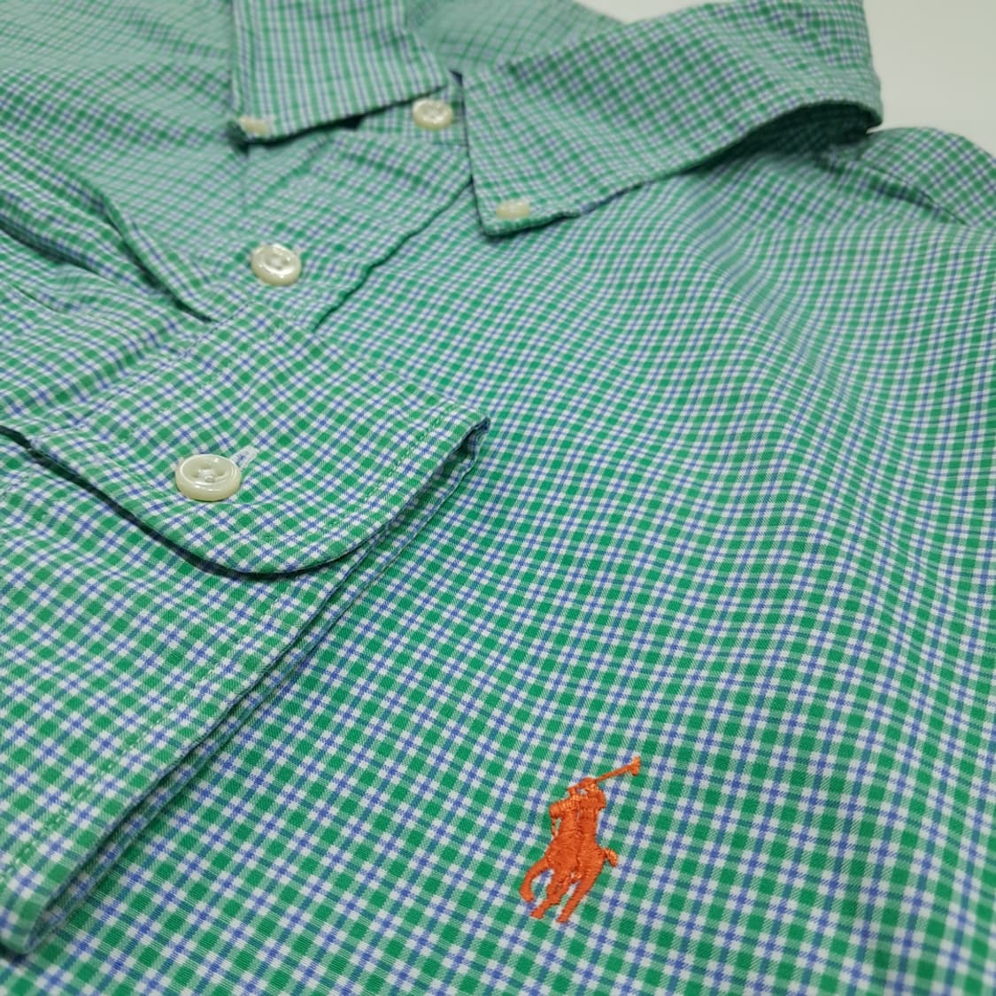 CL979 2XL 폴로 90s 클래식핏 그린 마이크로체크 셔츠 남방 상품이미지4
