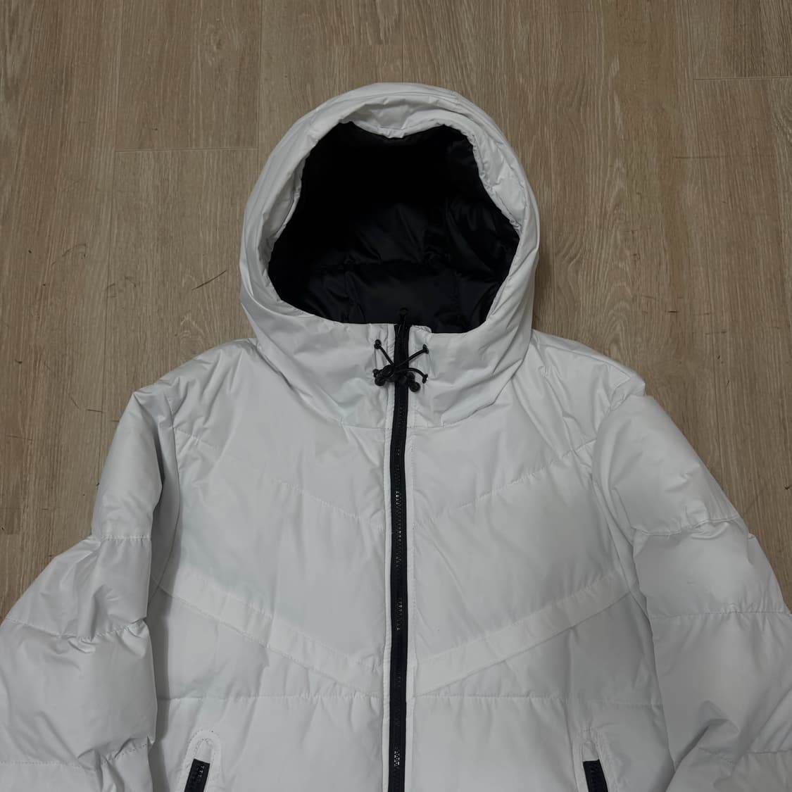 웰스프링 다운 화이트 후드 롱패딩 L/100  상품이미지2