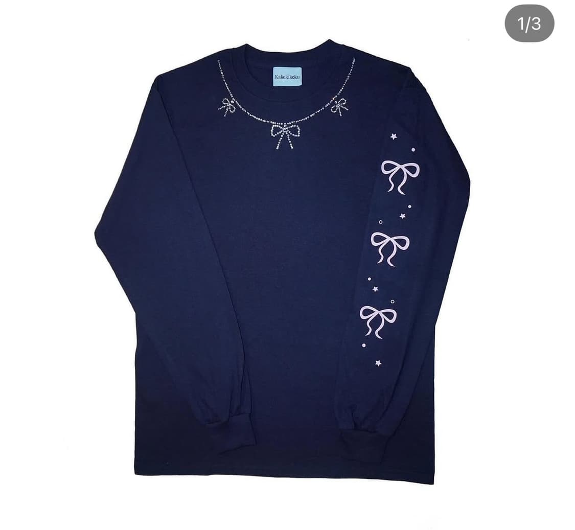 카케키코쿠 bow necklace 롱슬리브 네이비 상품이미지4