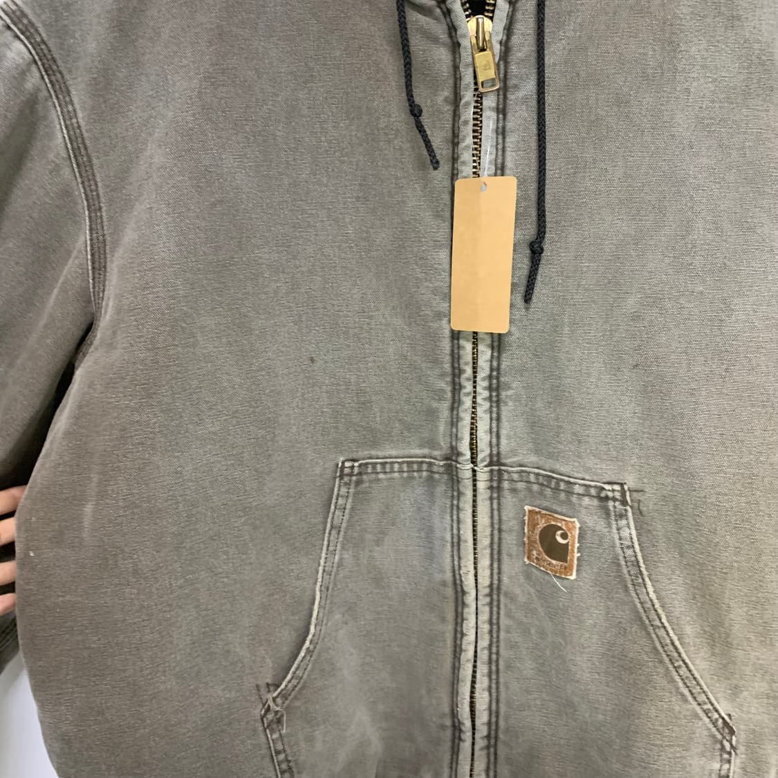 칼하트 데미지 후드 워크 자켓 빈티지 데님 그레이 XL 남녀공용 상품이미지3