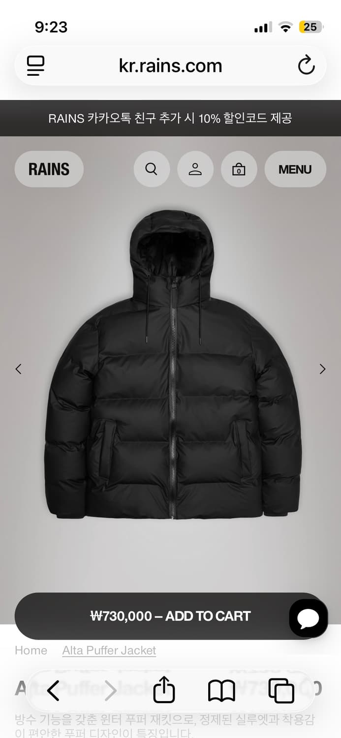 레인스 푸퍼 패딩 L 상품이미지1