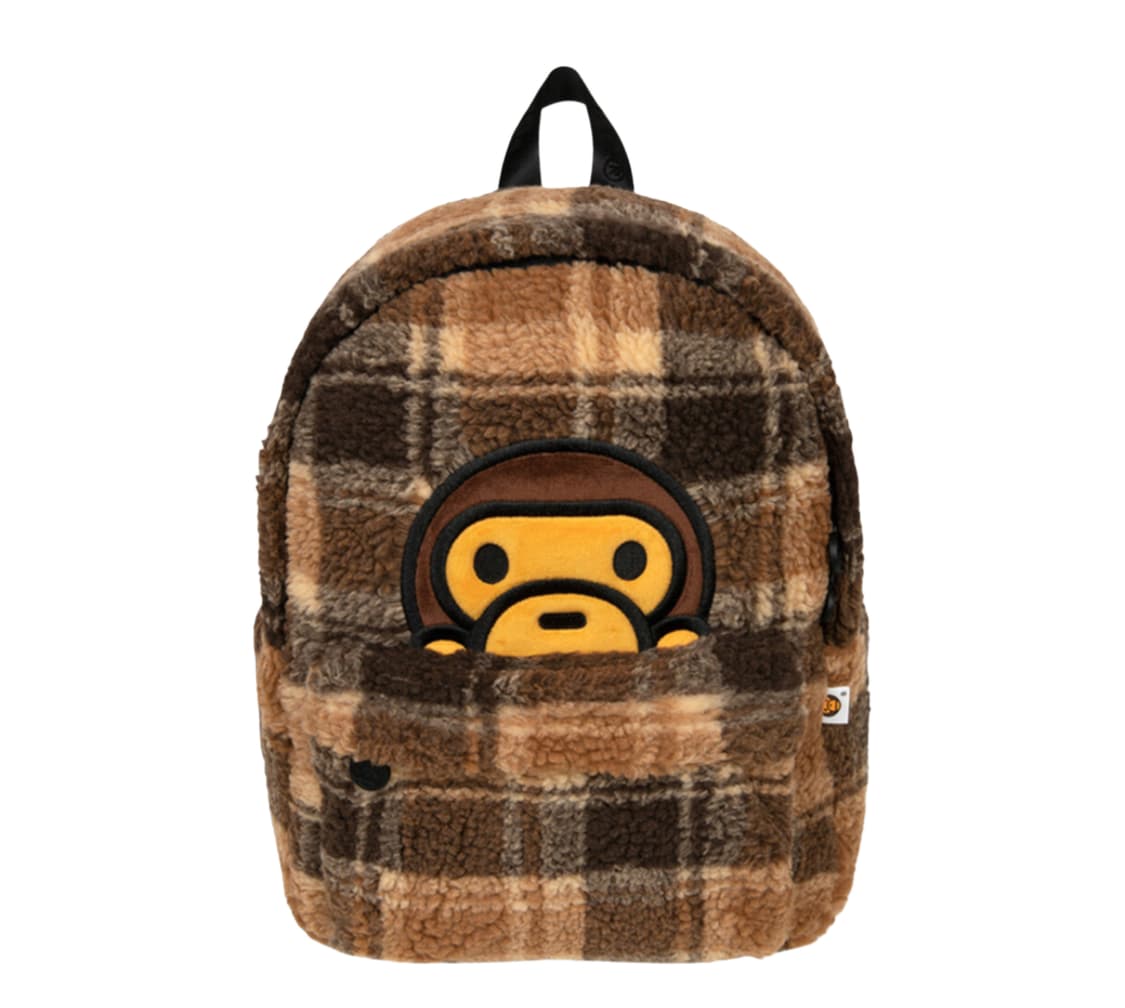 Bape 베이프 베이비 마일로 체크 미디움 백팩 베이지브라운 상품이미지1