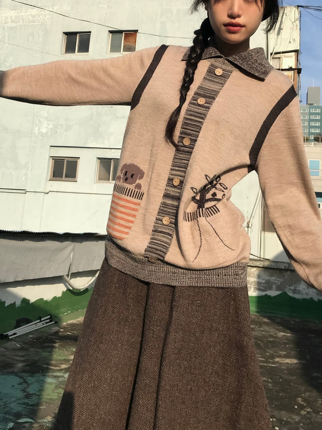 주머니에 멍멍이가! 니트 상품이미지4