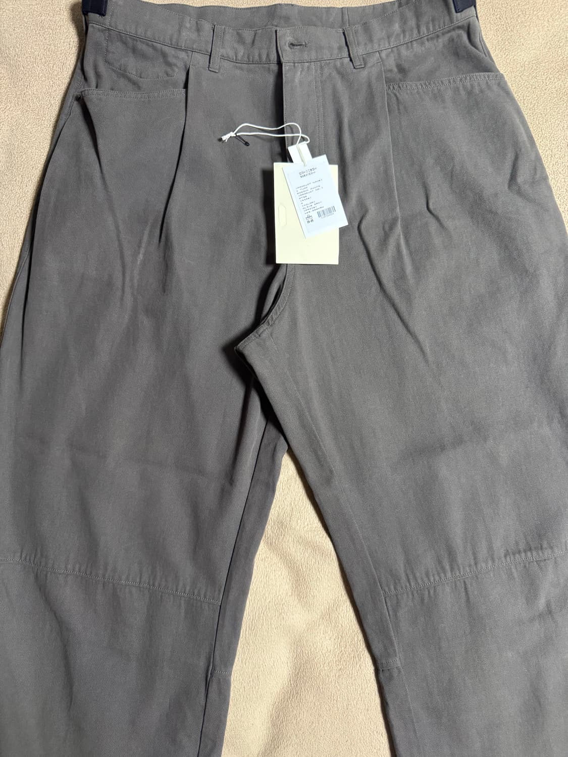 4) 폴리테루 원턱 고시마 팬츠 올리브그레이 상품이미지1