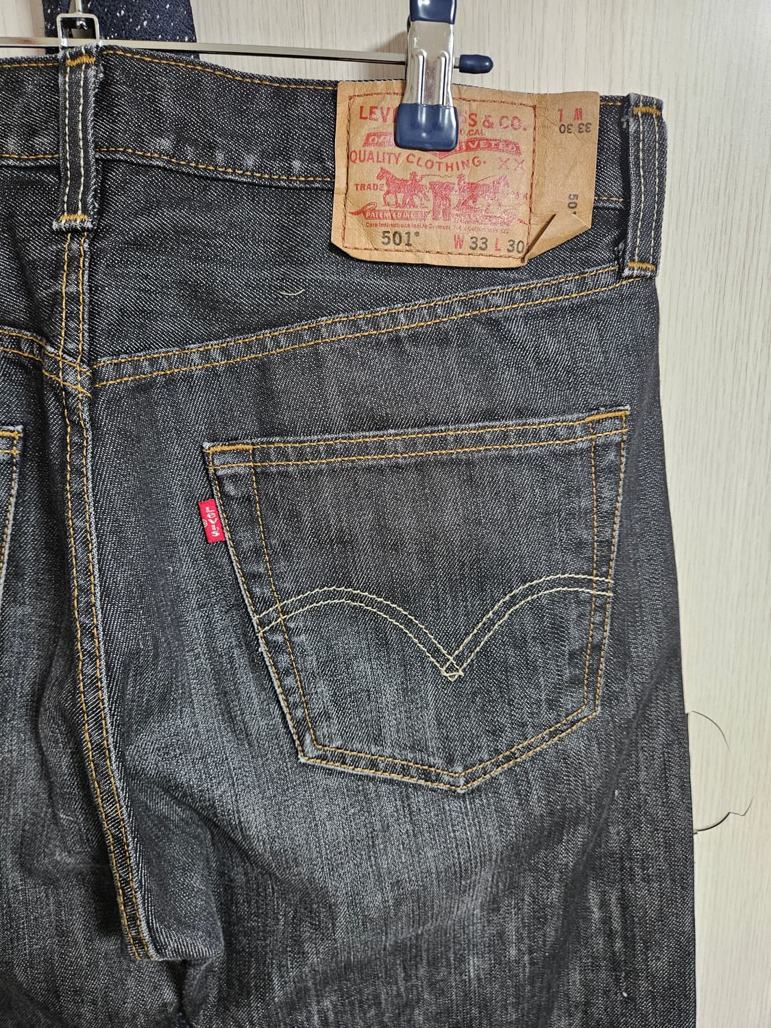 올드 리바이스 501 33x30 흑청 levis  상품이미지3