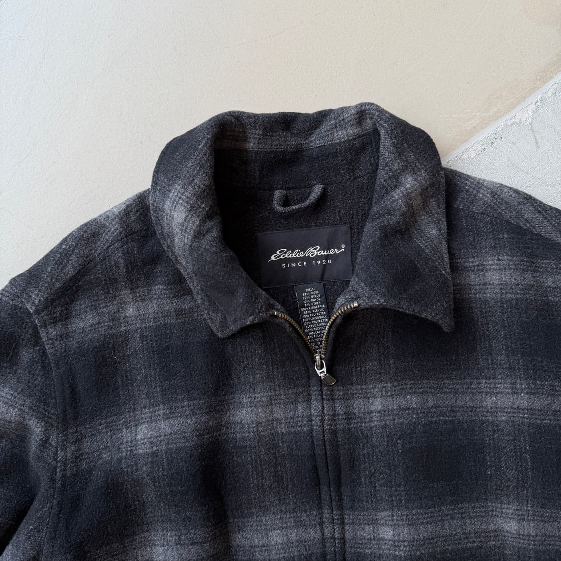 에디바우어 체크 울 블루종 자켓 상품이미지1