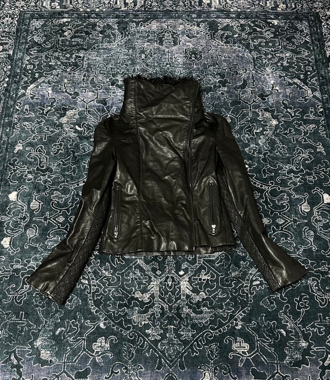 High neck leather jacket 상품이미지3