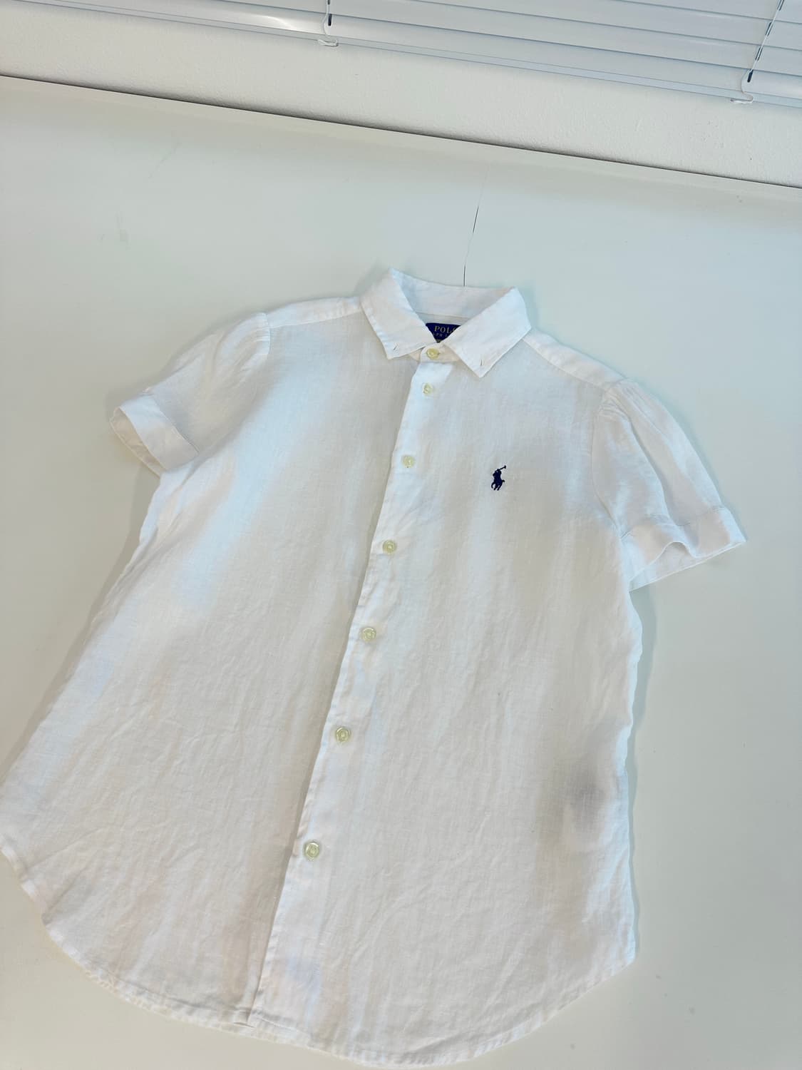 Polo 폴로 랄프로렌 QR현행탭 린넨 화이트 반팔 셔츠 xs 상품이미지6