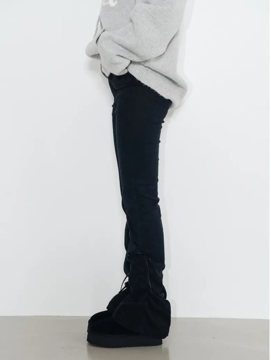 하이스쿨디스코 리본 셔링 부츠컷 피치 코튼 팬츠 상품이미지2