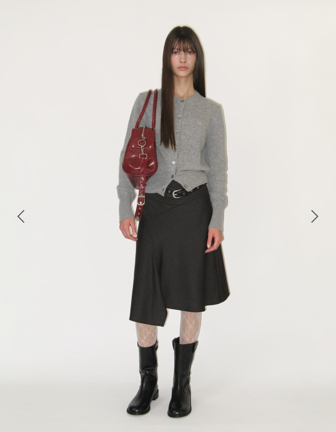 썬번프로젝트 asymmetric midi skirt black 상품이미지2