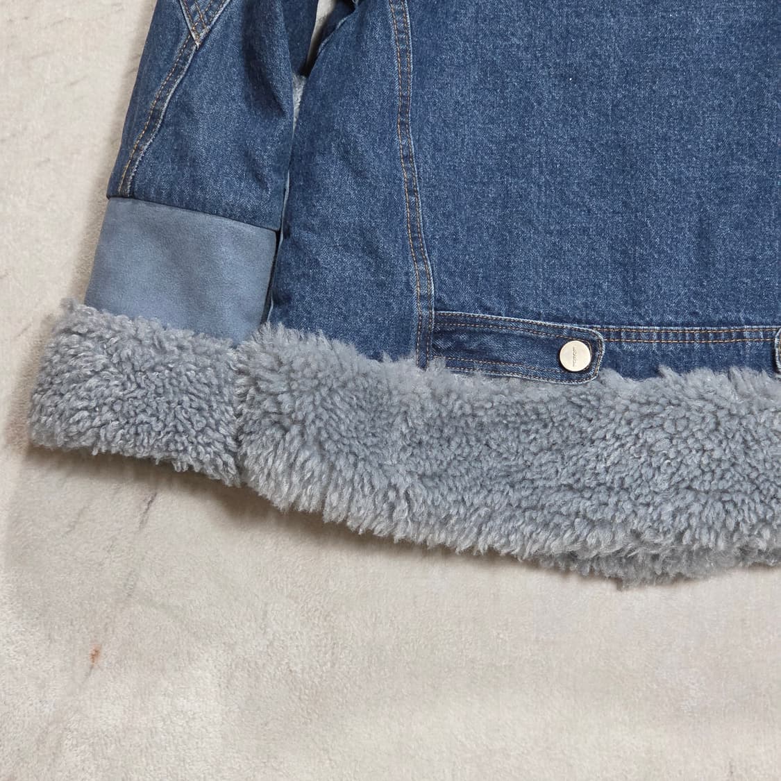 스카이 블루 데님 뽀글이 무스탕 자켓 상품이미지6