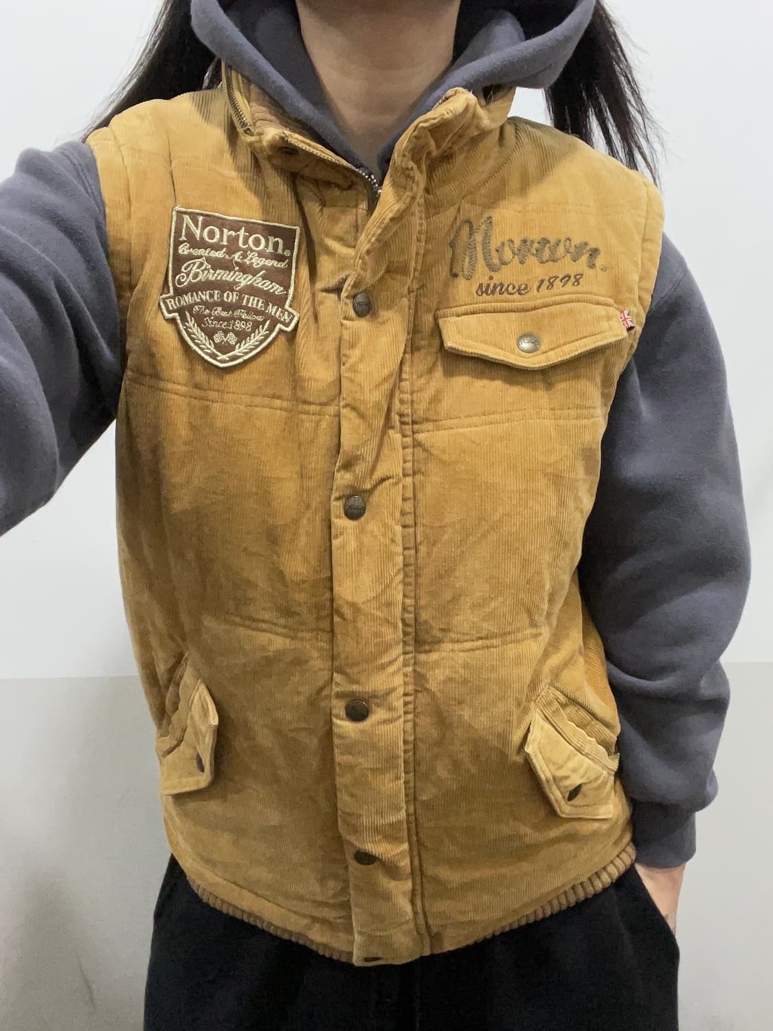 (빈티지)Norton 자수패치 소매 탈부착 2way 코듀로이 자켓 상품이미지2